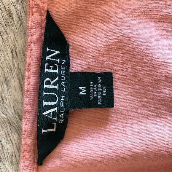 Lauren by Ralph Lauren peach colored V-neck stretch cotton jersey top size M - Picture 4 of 8